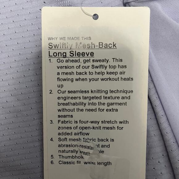 Lululemon Periwinkle Swiftly Mesh Back Long Sleeve NWT - Picture 6 of 7